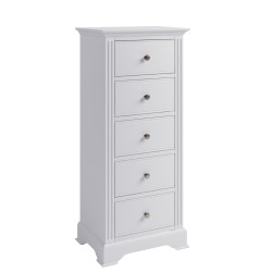 Brighton Painted White 5 Drawer Narrow Chest