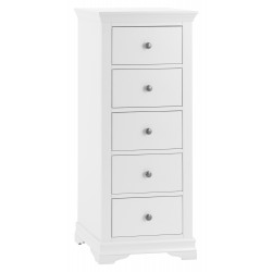Findon White 5 Drawer Narrow Chest
